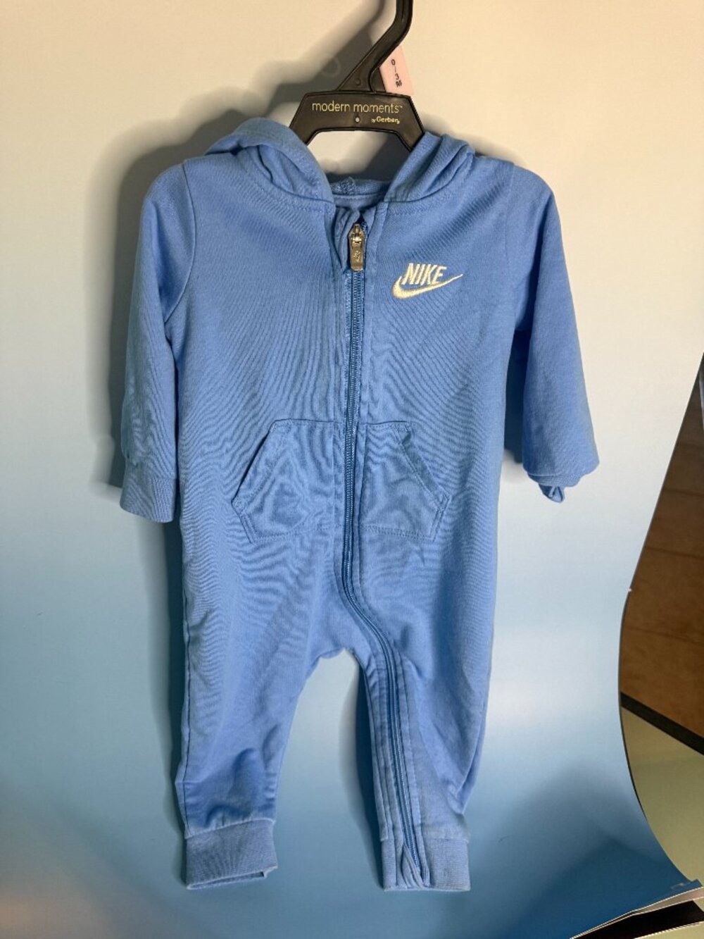 Nike Hooded Sleeper Pajamas 9 Mo Zip Front (004)